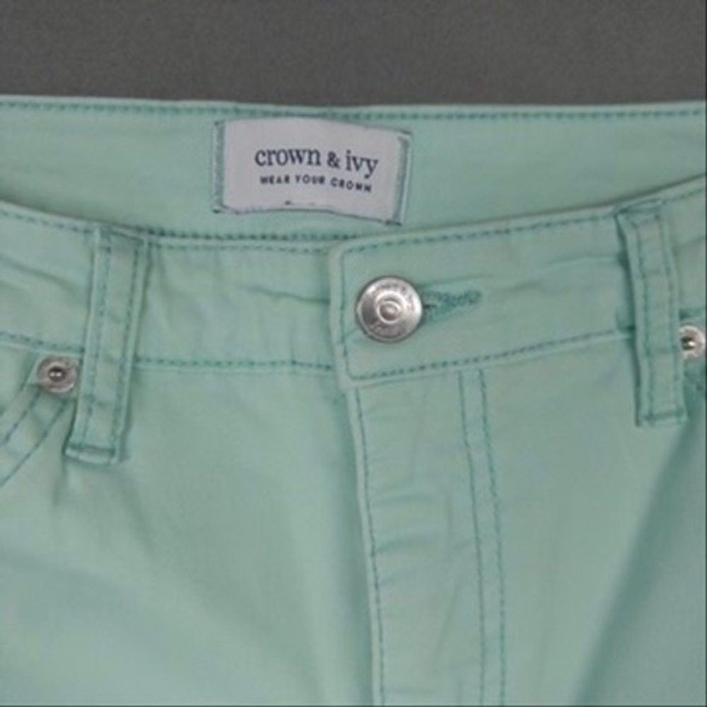 High Rise Skinny Coastal Grandma Jeans Womens 12R Mint Green Denim Preppy Summer - Picture 3 of 12